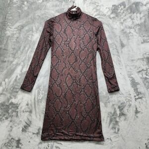 NEW BUMPSUIT Dress Womens XS Brown Snake Print Maternity Short Nicole Bodycon
